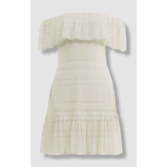 SHO Tonal Stripe Off-the-Shoulder Knit Short Dress Size XS NWT - Picture 5 of 13